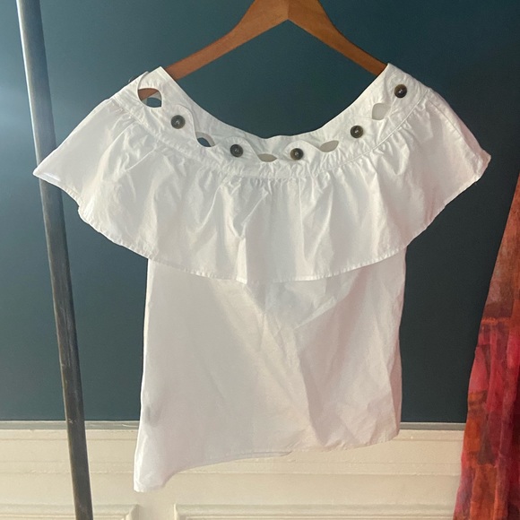 J. Crew Hoax Off The Shoulder Cotton Poplin Blouse - Picture 8 of 10